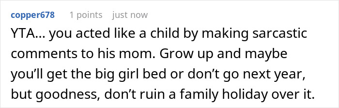 Comment reads sarcastic response about holiday and air mattress issue. Comment reads sarcastic response about holiday and air mattress issue.