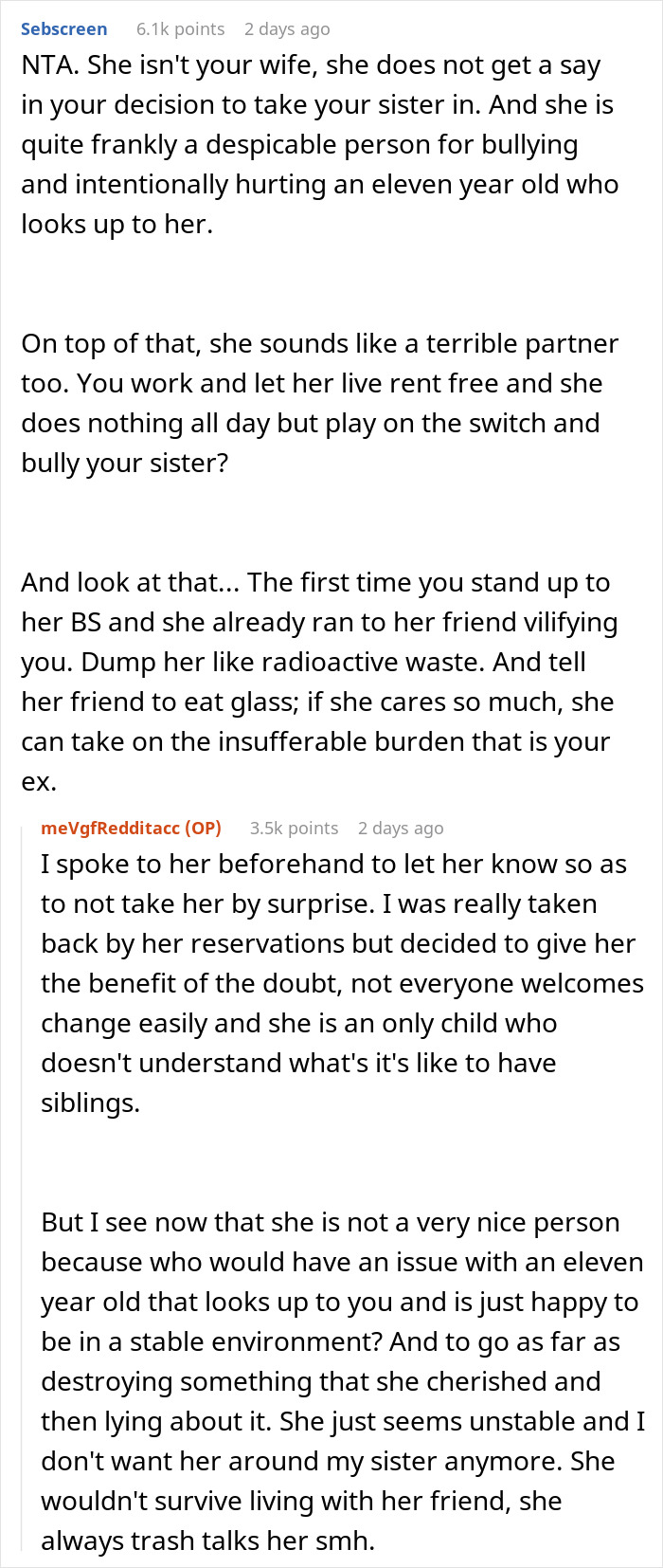 Person Confused Why GF Is So Upset He Took In His 11YO Sister, Kicks Her Out To Avoid More Drama Person Confused Why GF Is So Upset He Took In His 11YO Sister, Kicks Her Out To Avoid More Drama