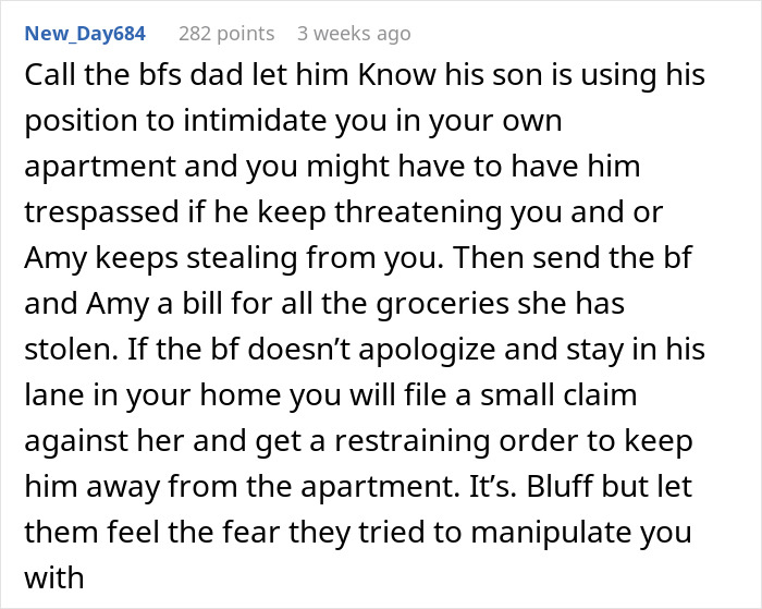 Text exchange about roommate conflict and food theft strategy. Text exchange about roommate conflict and food theft strategy.