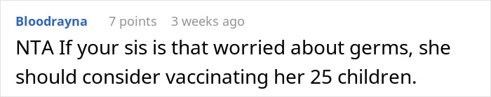 Mom Refuses To Accommodate Anti-Vax Sister’s Kids By Excluding Her Own “Sick” Son From Wedding Mom Refuses To Accommodate Anti-Vax Sister’s Kids By Excluding Her Own “Sick” Son From Wedding