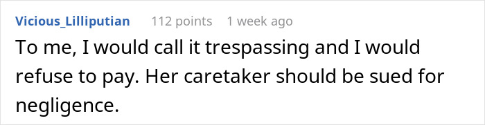 Comment on trespassing and refusing to pay after dog bite incident. Comment on trespassing and refusing to pay after dog bite incident.