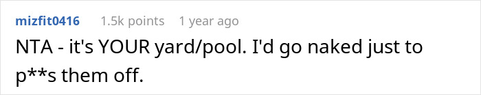 Husband Laughs After Neighbor Asks His Pregnant Wife To Cover Up While Swimming In Her Own Pool Husband Laughs After Neighbor Asks His Pregnant Wife To Cover Up While Swimming In Her Own Pool