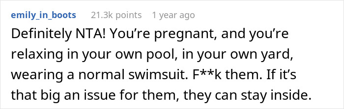 Husband Laughs After Neighbor Asks His Pregnant Wife To Cover Up While Swimming In Her Own Pool Husband Laughs After Neighbor Asks His Pregnant Wife To Cover Up While Swimming In Her Own Pool