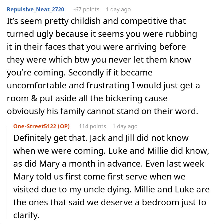 Reddit comments discussing family holiday issues and frustrations over sleeping arrangements on an air mattress. Reddit comments discussing family holiday issues and frustrations over sleeping arrangements on an air mattress.