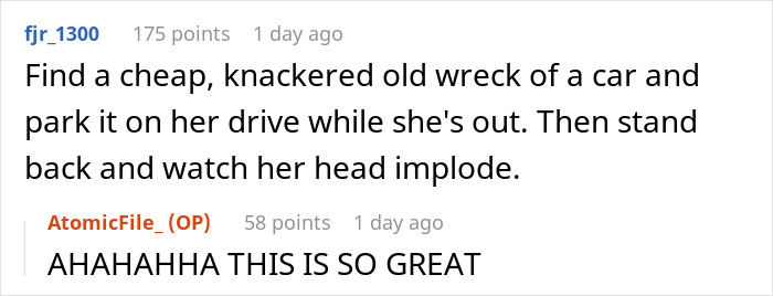 Reddit comments discussing a neighbor dispute involving parking issues. Reddit comments discussing a neighbor dispute involving parking issues.