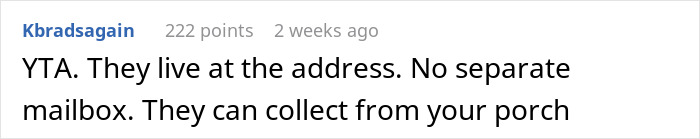 Comment thread discussing shopaholic tenants in a basement, addressing mail collection issues. Comment thread discussing shopaholic tenants in a basement, addressing mail collection issues.