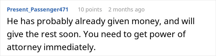 Comment warning about elderly dad in deepfake scam, advising to get power of attorney. Comment warning about elderly dad in deepfake scam, advising to get power of attorney.