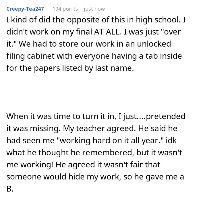 Reddit story about a picked-on teen's clever trick with finals, resulting in the bully failing. Reddit story about a picked-on teen's clever trick with finals, resulting in the bully failing.