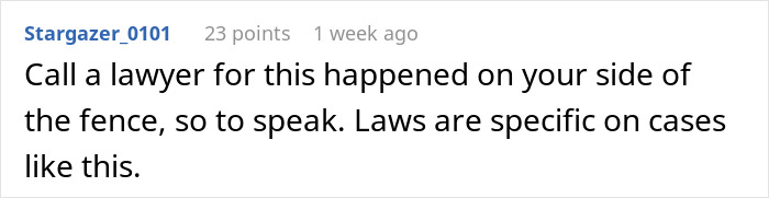 Text of a comment advising to call a lawyer after a dog bites an intruder breaking into a house. Text of a comment advising to call a lawyer after a dog bites an intruder breaking into a house.