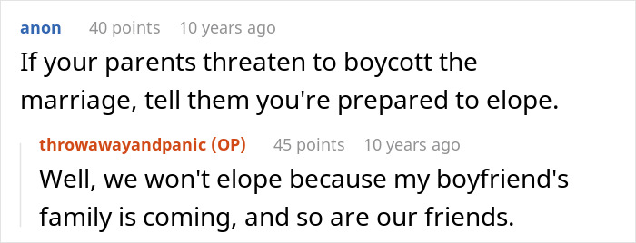 Old-School Parents Skip Daughter's Wedding Over Silly Tradition, She Bans Them From Seeing Her Child Old-School Parents Skip Daughter's Wedding Over Silly Tradition, She Bans Them From Seeing Her Child
