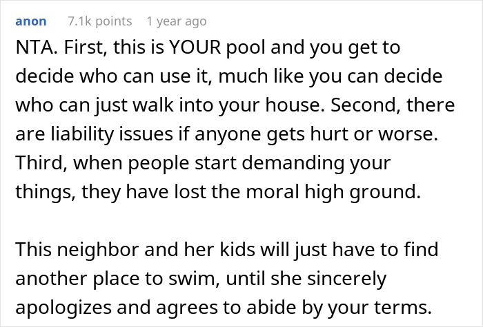 Screenshot of a Reddit post discussing pool ownership and user rights. Screenshot of a Reddit post discussing pool ownership and user rights.