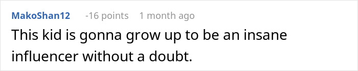 Comment discussing potential influencer child related to rare backpack. Comment discussing potential influencer child related to rare backpack.