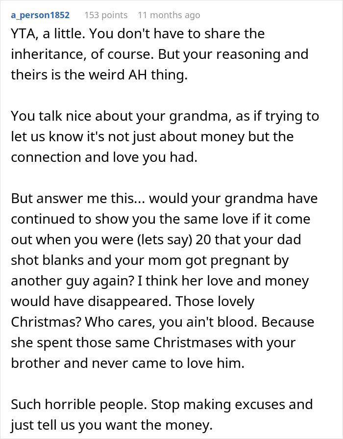 Reddit post discussing inheritance, family secrets, and emotional connections. Reddit post discussing inheritance, family secrets, and emotional connections.