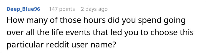 Reddit comment humorously questioning the thought process behind choosing a username on a train detour discussion. Reddit comment humorously questioning the thought process behind choosing a username on a train detour discussion.