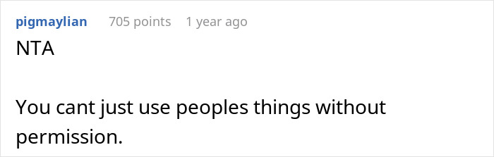 Reddit comment discussing permission and boundaries related to pool use without asking. Reddit comment discussing permission and boundaries related to pool use without asking.