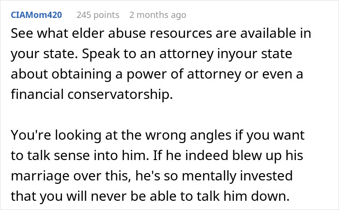 Text from online forum discussing deepfake scam affecting elderly dad's decisions. Text from online forum discussing deepfake scam affecting elderly dad's decisions.