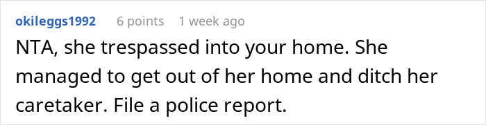 Comment discussing a dog bite incident where a woman refuses to pay after a trespasser entered her home. Comment discussing a dog bite incident where a woman refuses to pay after a trespasser entered her home.