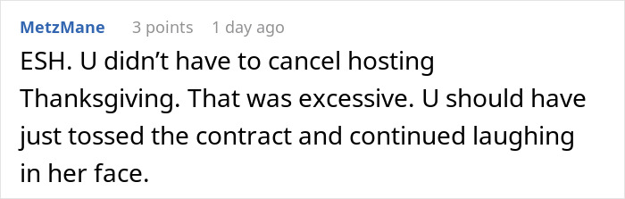Comment discussing excessive response to Thanksgiving hosting rules. Comment discussing excessive response to Thanksgiving hosting rules.