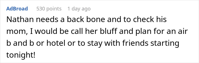 Comment discussing alternatives to staying on an air mattress during family holidays. Comment discussing alternatives to staying on an air mattress during family holidays.