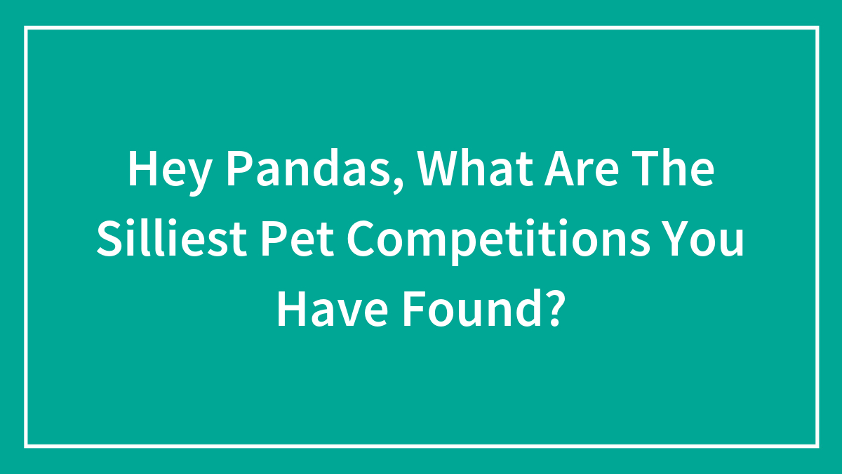 Hey Pandas, What Are The Silliest Pet Competitions You Have Found? (Closed)