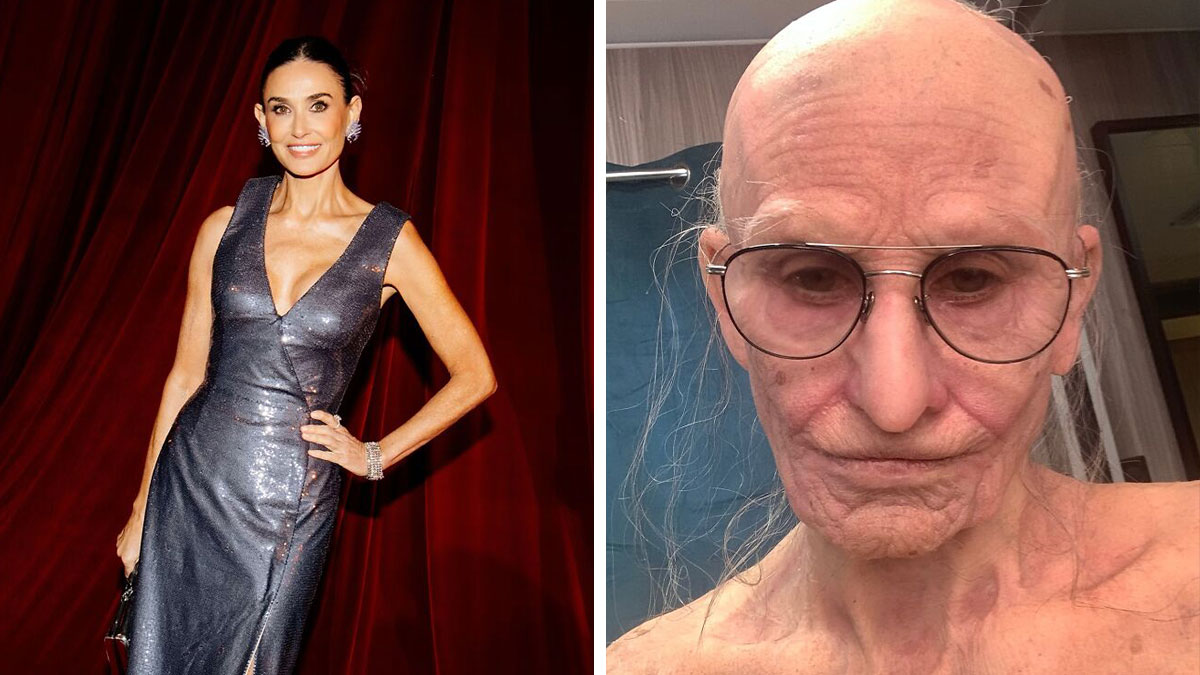 Demi Moore Transformed Beyond Recognition In Eerie Behind-The-Scenes Shots From “The Substance”