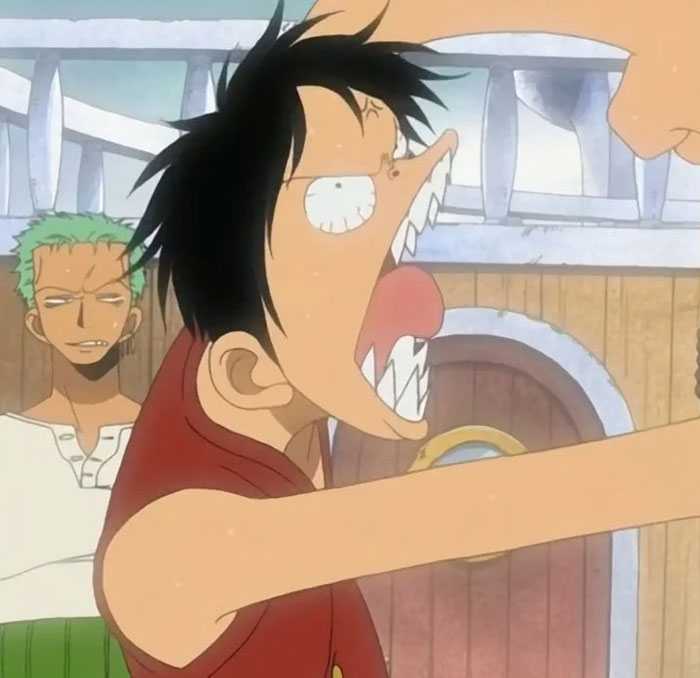 Anime characters making exaggerated faces, embodying the humor of goofy ahh memes in a cartoon setting.