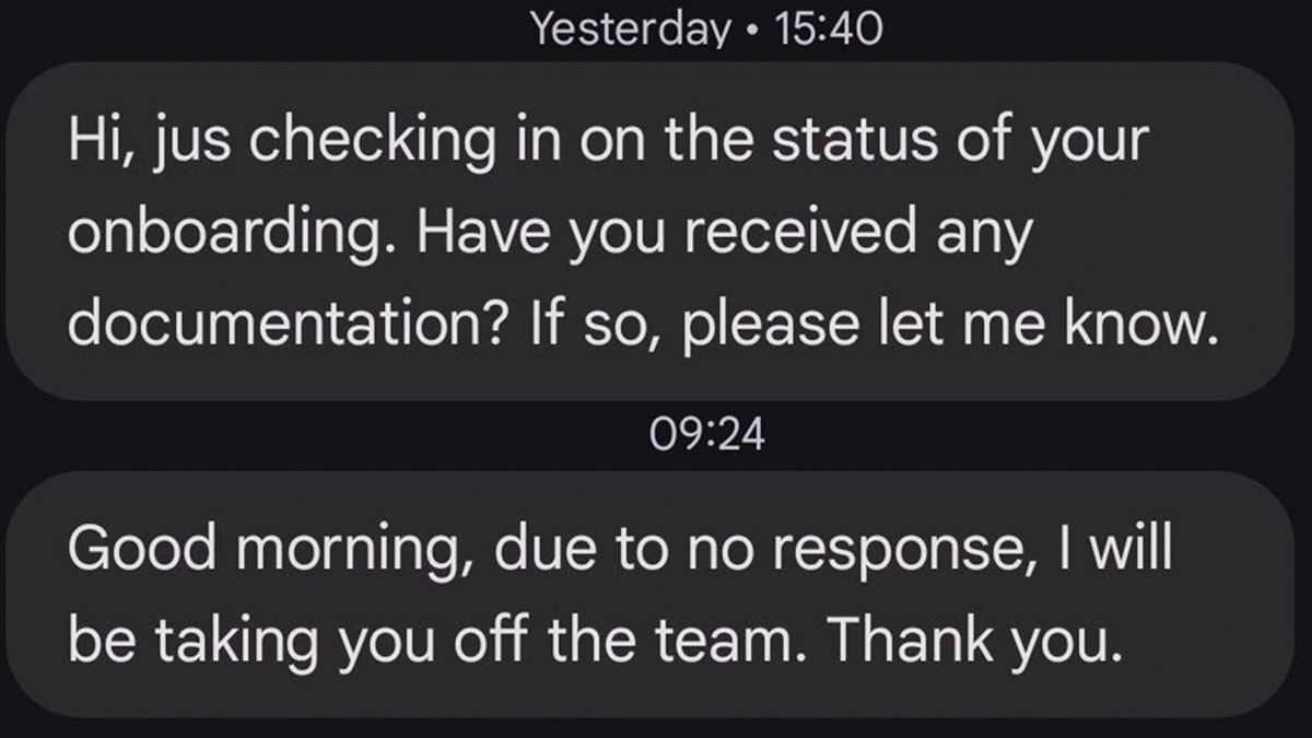 Employee Loses A Job They Didn’t Even Get A Chance To Start, Shares Frustration OnlineEmployee Loses A Job They Didn’t Even Get A Chance To Start, Shares Frustration Online