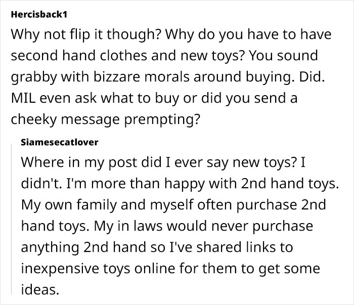 Lady Looks Gift Horse In The Mouth After MIL Gifts Grandchild Clothes, Not Toys, Netizens Slam Her Lady Looks Gift Horse In The Mouth After MIL Gifts Grandchild Clothes, Not Toys, Netizens Slam Her