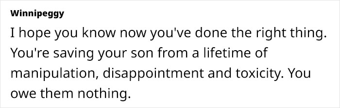 Comment supporting the decision to ban a lady from seeing her grandkid due to mistreatment and rudeness. Comment supporting the decision to ban a lady from seeing her grandkid due to mistreatment and rudeness.