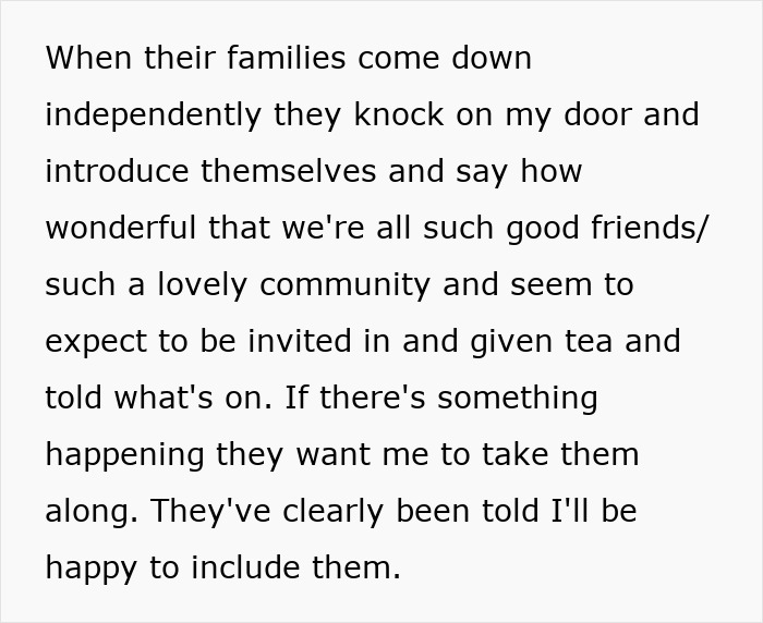 Text describing neighbor interactions and expectations in a new community setting. Text describing neighbor interactions and expectations in a new community setting.