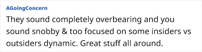 Text from commenter AGoingConcern discusses social dynamics and insider vs. outsider perceptions. Text from commenter AGoingConcern discusses social dynamics and insider vs. outsider perceptions.