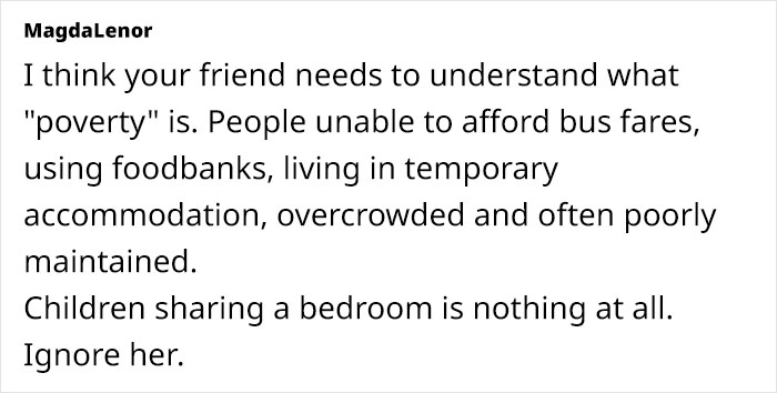 Netizens Call Out Friend For Telling Woman That Her 2 Kids Sharing A Room Shows Poverty Netizens Call Out Friend For Telling Woman That Her 2 Kids Sharing A Room Shows Poverty