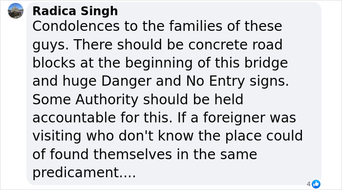 Comment addressing fatal car crash concerns after Google Maps allegedly directed drivers off an unfinished bridge. Comment addressing fatal car crash concerns after Google Maps allegedly directed drivers off an unfinished bridge.