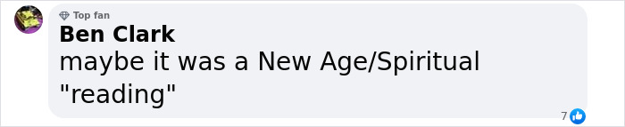 Comment by Ben Clark discussing New Age spiritual reading. Comment by Ben Clark discussing New Age spiritual reading.