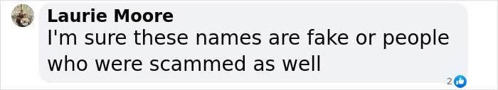 Laurie Moore comments on missing woman case, mentioning scams and fake names. Laurie Moore comments on missing woman case, mentioning scams and fake names.