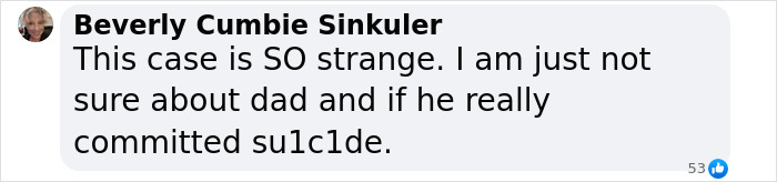 Comment on Hannah Kobayashi case, expressing doubt about her father's alleged suicide. Comment on Hannah Kobayashi case, expressing doubt about her father's alleged suicide.