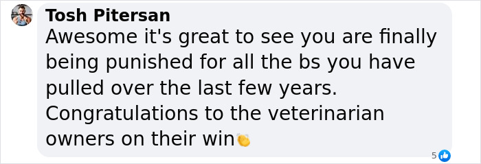 Text message criticizing a vegan activist and supporting veterinarians' defamation case victory. Text message criticizing a vegan activist and supporting veterinarians' defamation case victory.