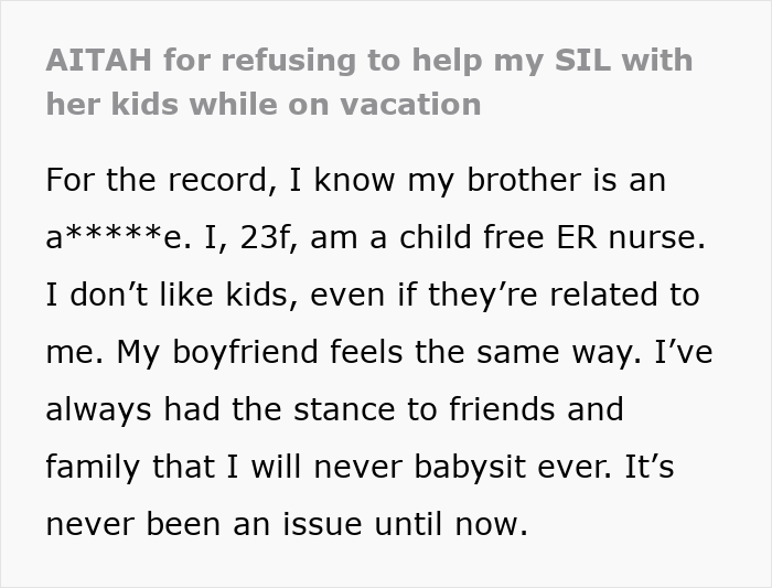SIL Expects Child-Free Woman To Help Her Out With 6 Kids: "Every Time I Would Say No"
