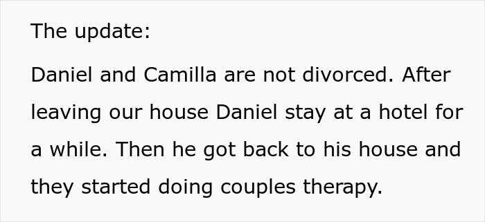"The update about a woman exposing a mistress's past; Daniel and Camilla attend couples therapy after staying at a hotel. "The update about a woman exposing a mistress's past; Daniel and Camilla attend couples therapy after staying at a hotel.