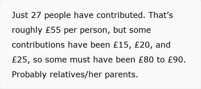 Text discussing contributions for woman's daughter's exotic trip. Text discussing contributions for woman's daughter's exotic trip.