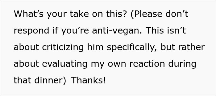 Text discussing reactions to a woman ordering a meat burger on a date with a vegan. Text discussing reactions to a woman ordering a meat burger on a date with a vegan.