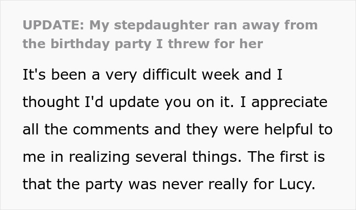 Text update about stepdaughter leaving $10K party, reflecting on challenges and realizations about the event's intention. Text update about stepdaughter leaving $10K party, reflecting on challenges and realizations about the event's intention.