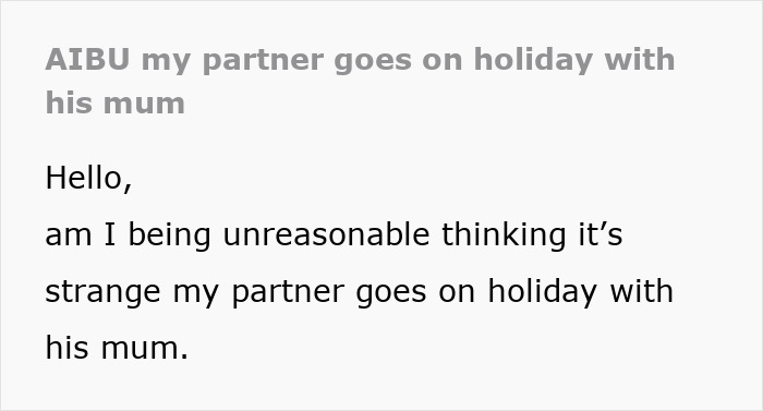 Text post about a woman questioning her partner's relationship with his mom. Text post about a woman questioning her partner's relationship with his mom.