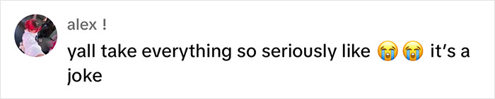 Comment on JoJo Siwa's new tattoo, saying it's just a joke, with crying emojis. Comment on JoJo Siwa's new tattoo, saying it's just a joke, with crying emojis.