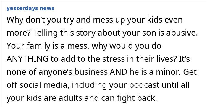 Comment critiquing parenting after calling son a "jerk" for elf display. Comment critiquing parenting after calling son a "jerk" for elf display.