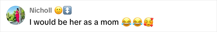 Comment about being a mom with emojis, related to baby's appearance. Comment about being a mom with emojis, related to baby's appearance.