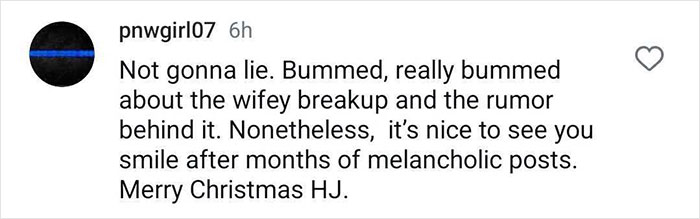 Comment discussing Hugh Jackman, rumors, and a recent breakup, expressing holiday wishes. Comment discussing Hugh Jackman, rumors, and a recent breakup, expressing holiday wishes.