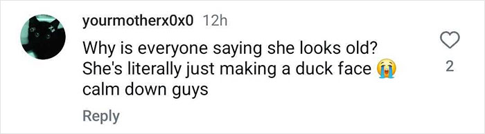 Instagram comment questioning claims about Millie Bobby Brown's appearance, mentioning a duck face. Instagram comment questioning claims about Millie Bobby Brown's appearance, mentioning a duck face.