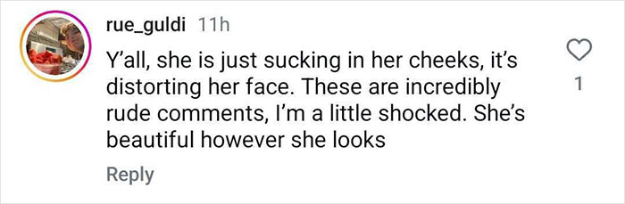 Comment discussing Millie Bobby Brown's appearance and addressing rude remarks. Comment discussing Millie Bobby Brown's appearance and addressing rude remarks.