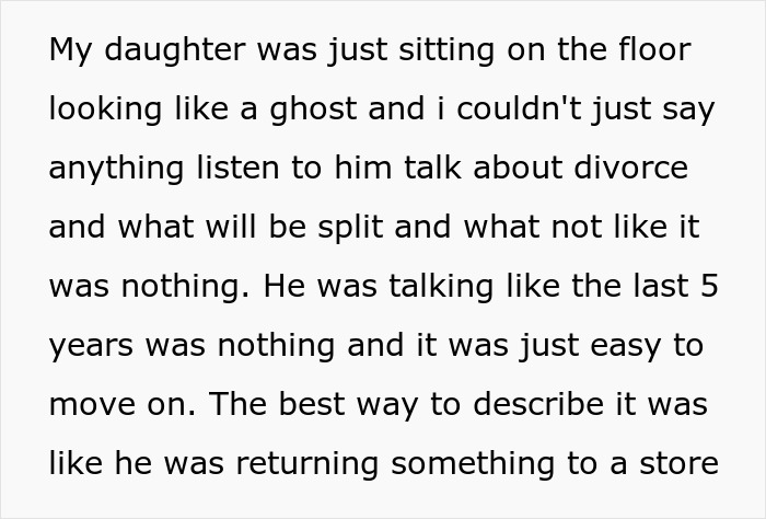 Text expressing family shock over alleged stepdad behavior, divorce discussion seems casual. Text expressing family shock over alleged stepdad behavior, divorce discussion seems casual.